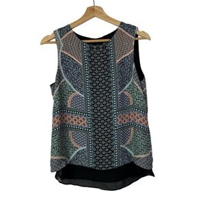 Boutique Blue Mixed Paisley Print Sleeveless Blouse S